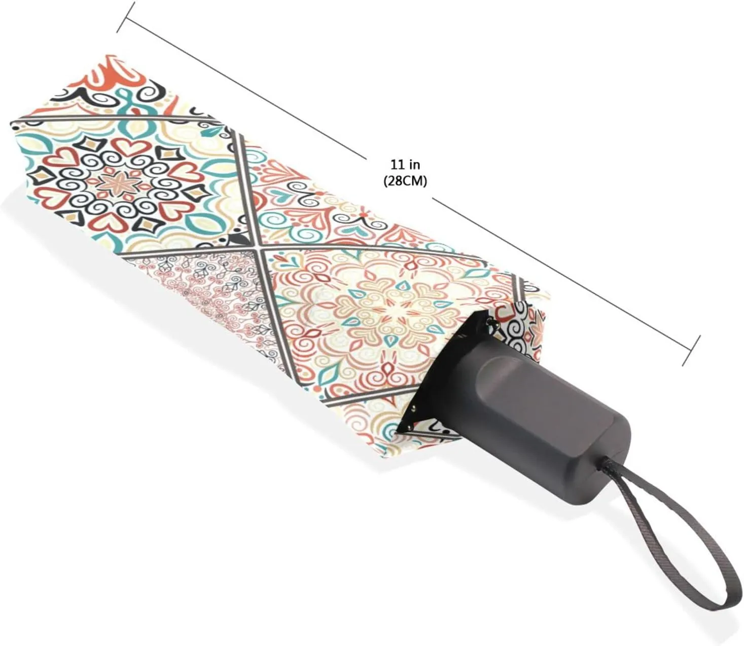 Poeticcity Rain Travel Umbrella, Hand Open Close Windproof Waterproof Folding Umbrella, Compact Canopy Strong Ray Parasol Umbrella