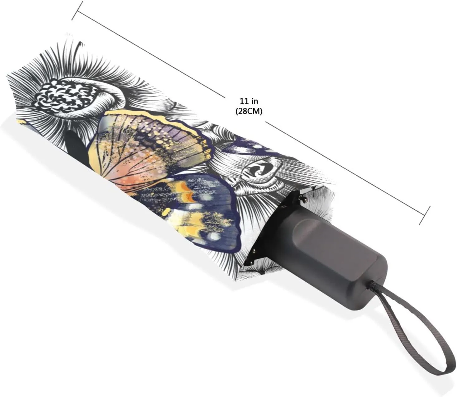 Poeticcity Rain Travel Umbrella, Hand Open Close Windproof Waterproof Folding Umbrella, Compact Canopy Strong Ray Parasol Umbrella