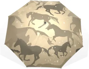 Poeticcity Rain Travel Umbrella, Hand Open Close Windproof Waterproof Folding Umbrella, Compact Canopy Strong Ray Parasol Umbrella