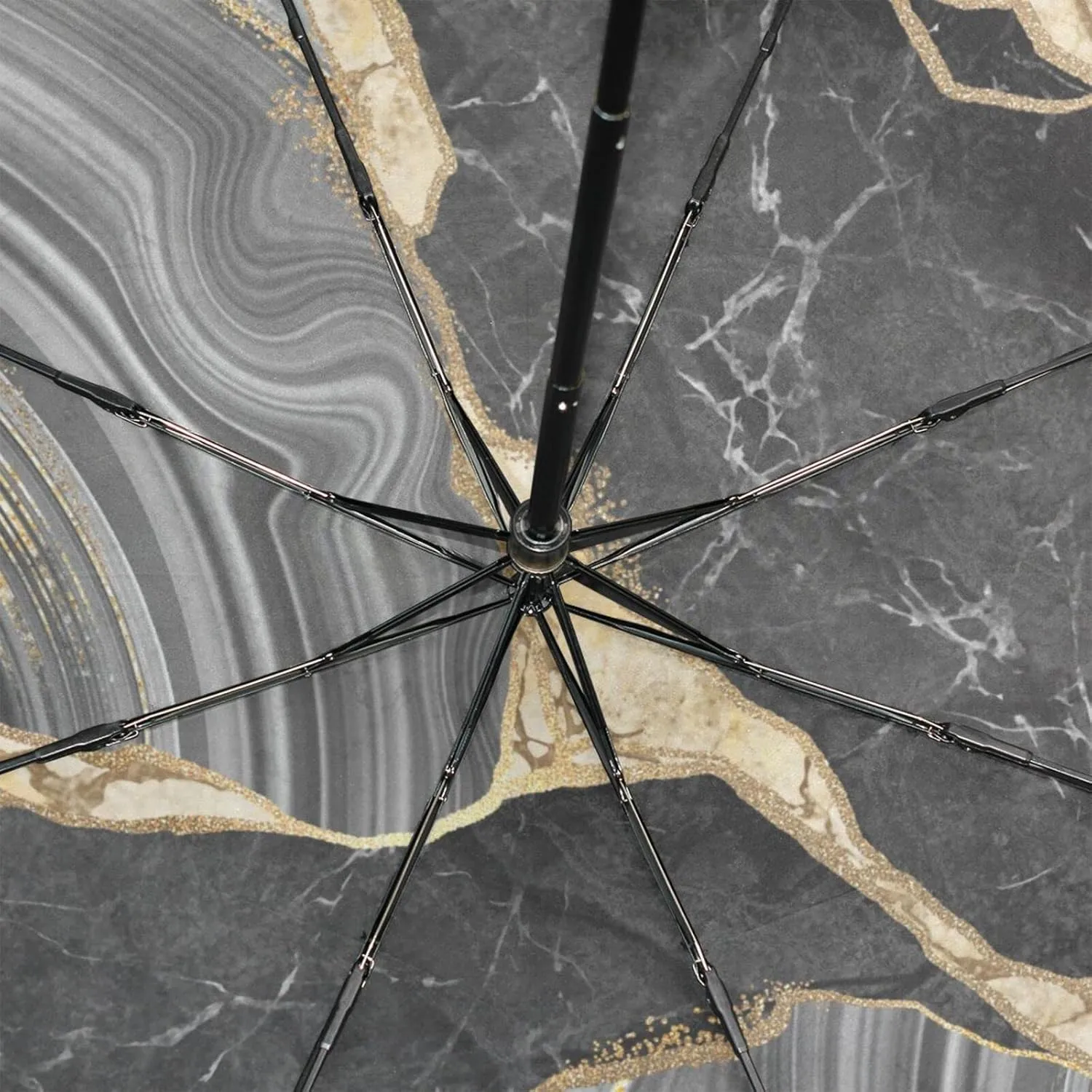 Poeticcity Rain Travel Umbrella, Hand Open Close Windproof Waterproof Folding Umbrella, Compact Canopy Strong Ray Parasol Umbrella