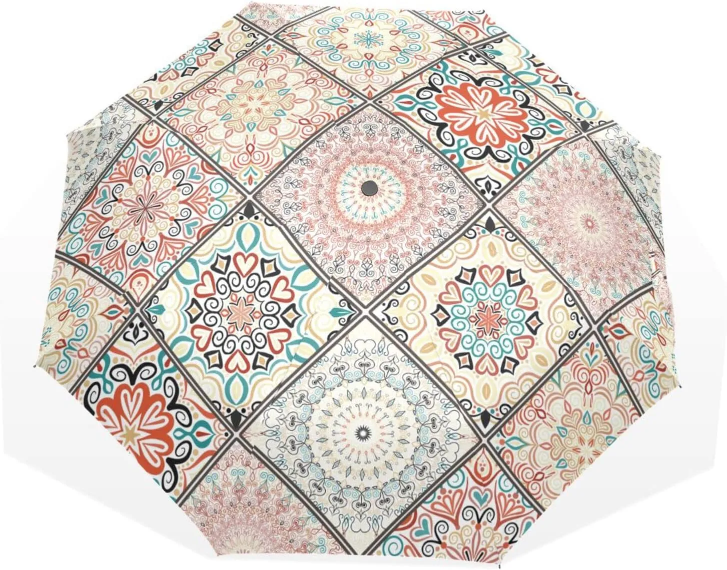 Poeticcity Rain Travel Umbrella, Hand Open Close Windproof Waterproof Folding Umbrella, Compact Canopy Strong Ray Parasol Umbrella