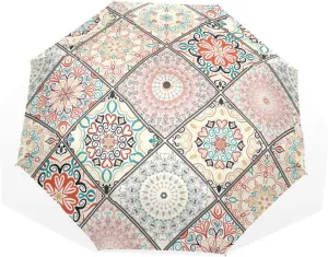 Poeticcity Rain Travel Umbrella, Hand Open Close Windproof Waterproof Folding Umbrella, Compact Canopy Strong Ray Parasol Umbrella