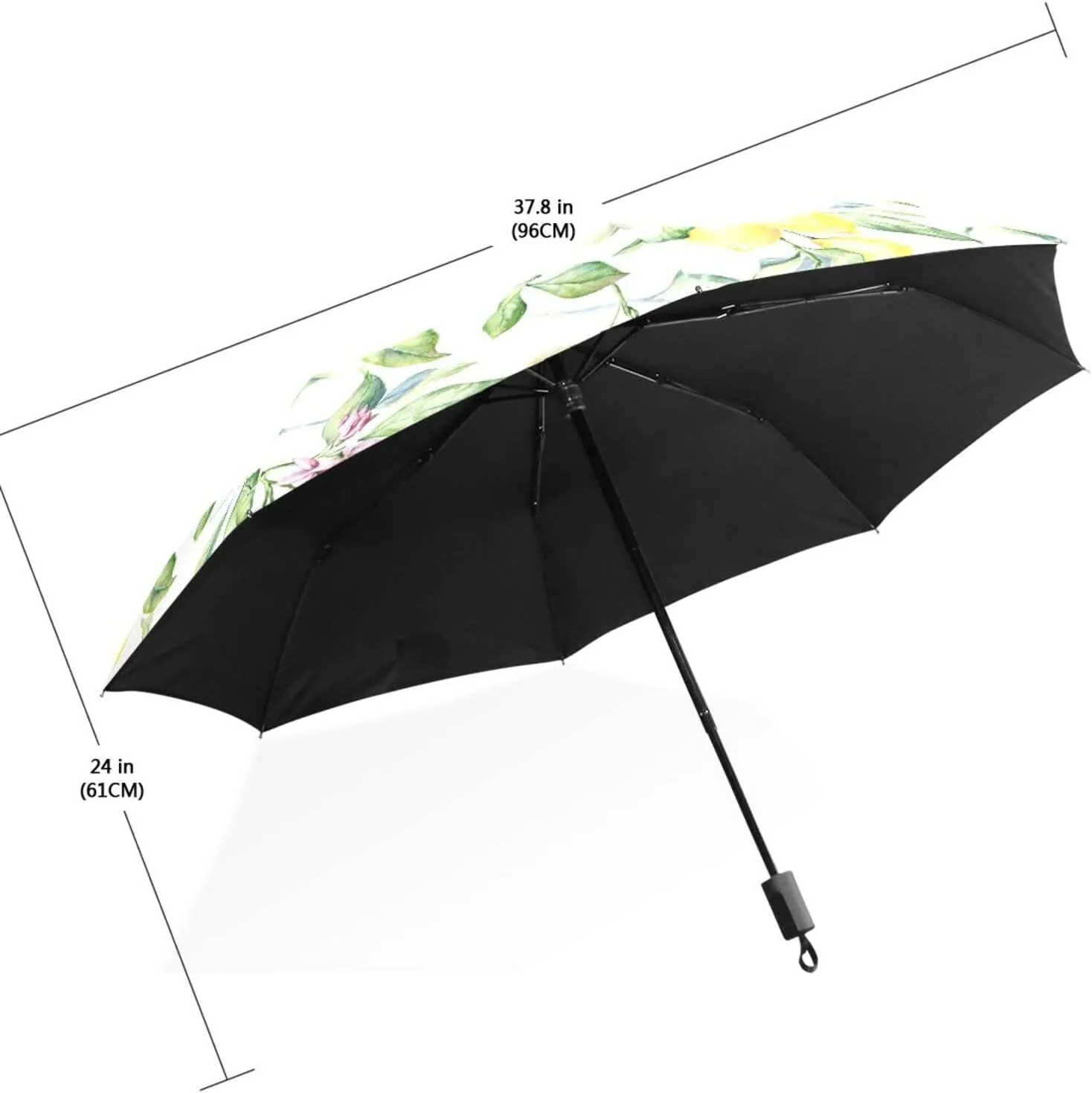 Poeticcity Travel Umbrella, Hand Open Close Windproof Waterproof Folding Umbrella, Black Tape Compact Canopy Strong Anti UV Ray Parasol