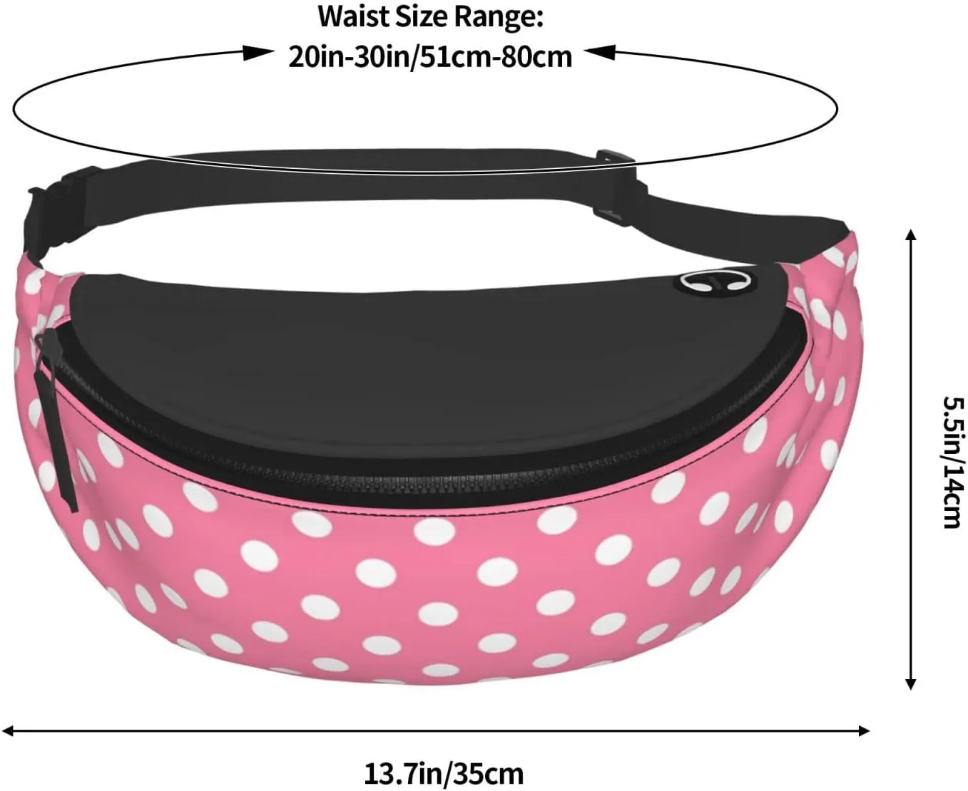 Polka Dots Fanny Waist Bag Pack Casual Chest Bag Waist Packs Everywhere Belt Bag Sling Bag for Women Men