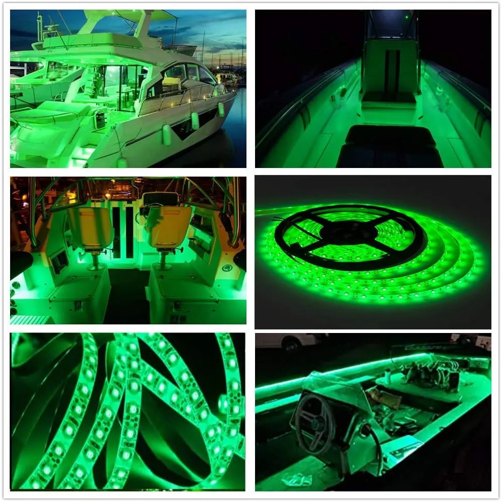 Pontoon Led Boat Lights, 12V 20FT Marine Led Strip Lights, Waterproof Boat Interior Light, Boats Deck Light, Night Fishing Lighting with Extension Cable for Boats (Green)