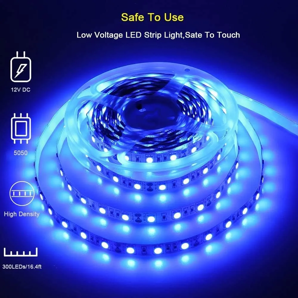 Pontoon LED Strip Lights, 12V 5M/16.4FT Waterproof Marine LED Light Boat Interior Light, Boat Deck Lights for Night Fishing, Ideal for Pontoon Fishing Boat (Blue)