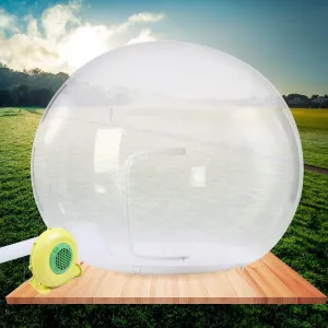 Pop Up Bubble Camping Tent -Inflatable BubbleTent 360 ° Transparent Dome PVC Clear Camping Dome Cabin Tent w/Air Blower for Outdoor Family Backyard Camping Stargazing Home Learning (118.1"x 94.5")