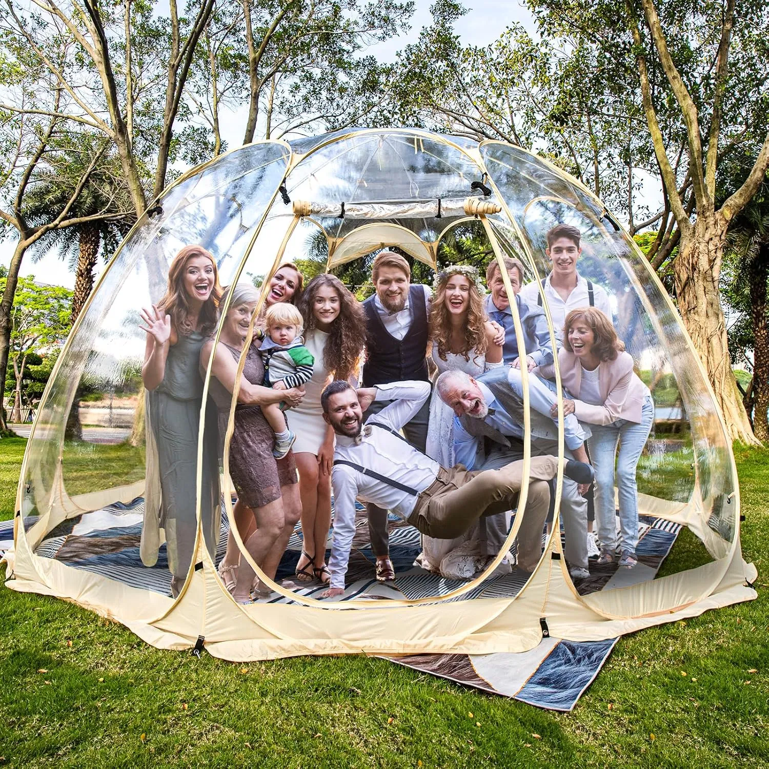 Pop Up Bubble Tent,8-14 Persons Igloo Tent,540 Degree Fully Transparent,Weatherproof and ColdProof Portable Camping Screen House,Outdoor Garden Backyard Patio