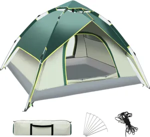 Pop Up Camping Tent, Waterproof Family Tent with Removable Rainfly and Carry Bag, Lightweight Tent with Stakes for Camping, Traveling, Backpacking, Hiking, Outdoors