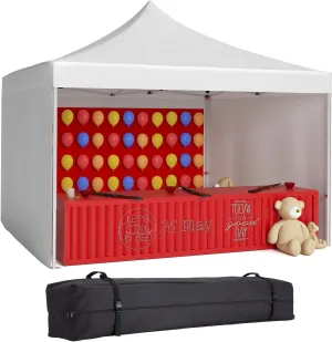 Pop-Up Canopy Tent 10x10 with Waterproof,Windproof,and UV-Proof Features,Includes 3 Side Walls,Windows,1 Wheeled Bag,and 8 Ground Pegs for Outdoor Events and Parties(White)