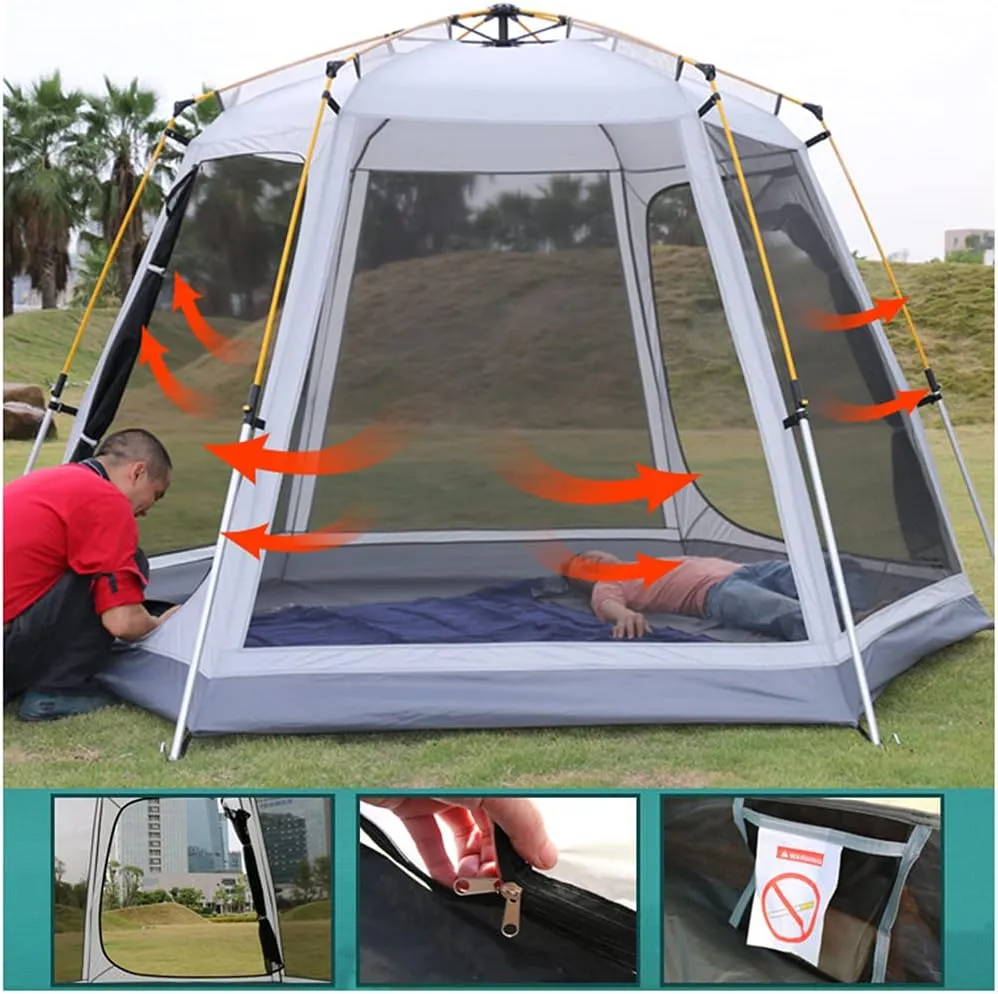 Pop Up Tent Family Camping Tent 3-4 Person Automatic Tent Waterproof Windproof Portable Cabana Tent for Camping Hiking Mountaineering (Coffee Color 3) (Green 3)