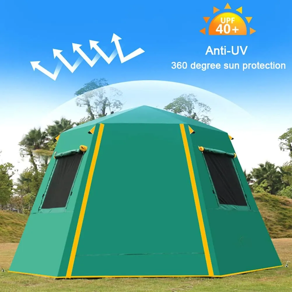 Pop Up Tent Family Camping Tent 3-4 Person Automatic Tent Waterproof Windproof Portable Cabana Tent for Camping Hiking Mountaineering (Coffee Color 3) (Green 3)
