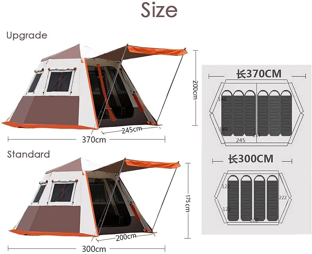 Pop Up Tent for 3 to 4 Person, Camping Outdoor Tent, Family Camping Tent with 360° Panoramic View, Ventilation, Waterproof Dome Tent for, Camping, Beach, and Outdoor