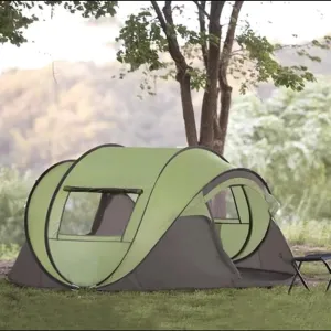 Pop Up Tent Instant Tent, 3-4 Person Camping Tent, Family Simple Waterproof Tent, Suitable for 3 Seasons (Color : Green)