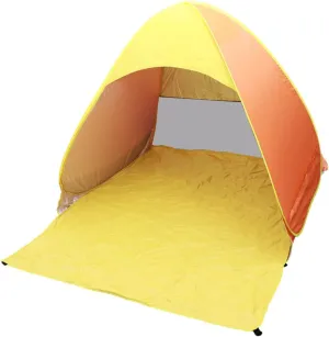 Portable Automatic Instant Beach Tent Folding Sun Shelter with UV Protection Compact Design for Outdoor Camping Orange and Yellow
