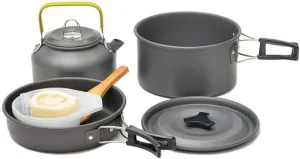 Portable Camping Cookware and Outdoor Pot Set for 2 to 3 People, Lightweight Cookware Kit with Black Handles and Tableware, Durable Non-Stick Pots and Pans for Hiking and Camping Adventures