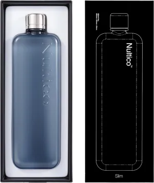 Portable Flat Water Bottle, 15 oz BPA Free Slim Drinking Bottle, Plastic Travel Flask for Outdoor Sports, Camping, Fitness, Gym, Fits Purse Bag Pocket - blue