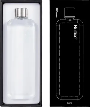 Portable Flat Water Bottle, 15 oz BPA Free Slim Drinking Bottle, Plastic Travel Flask for Outdoor Sports, Camping, Fitness, Gym, Fits Purse Bag Pocket - transparent