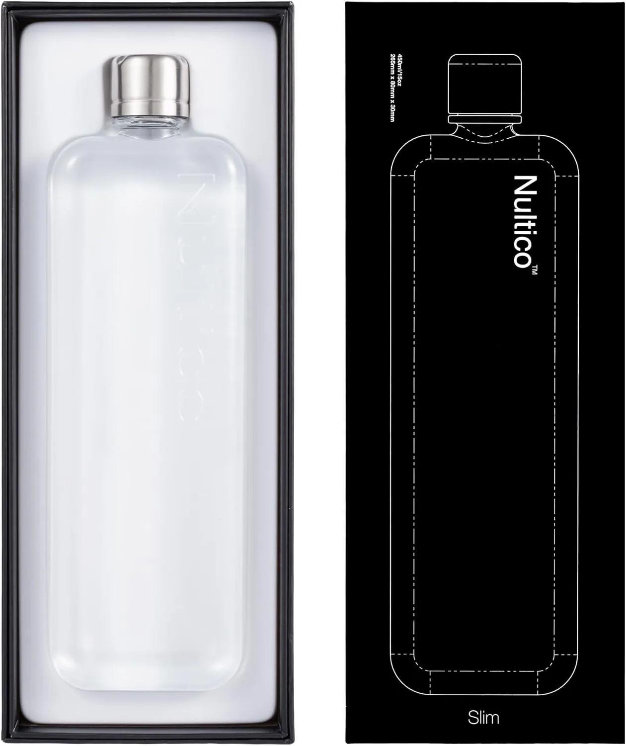Portable Flat Water Bottle, 15 oz BPA Free Slim Drinking Bottle, Plastic Travel Flask for Outdoor Sports, Camping, Fitness, Gym, Fits Purse Bag Pocket - transparent