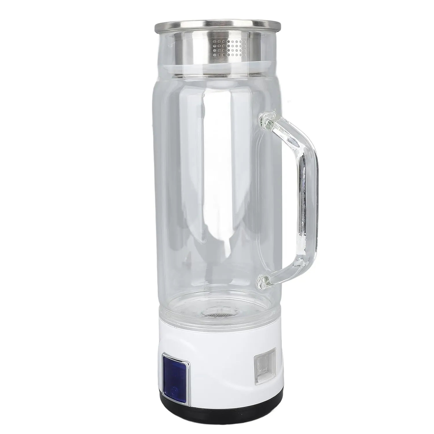 Portable Hydrogen Water Bottle 1000ml High Borosilicate Glass with Stainless Steel Lid Touch Electrolysis Switch Leakproof Design