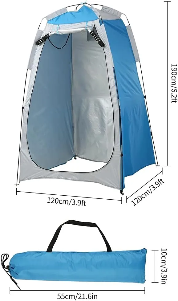 Portable Instant Pop Up Tent Foldable Camping Shower Tent with Carry Bag Dressing Room Privacy Shelter Portable Outdoor Bathroom Tent for Camping Beach Easy Set Up (Blue 120X120X190CM) (Blue