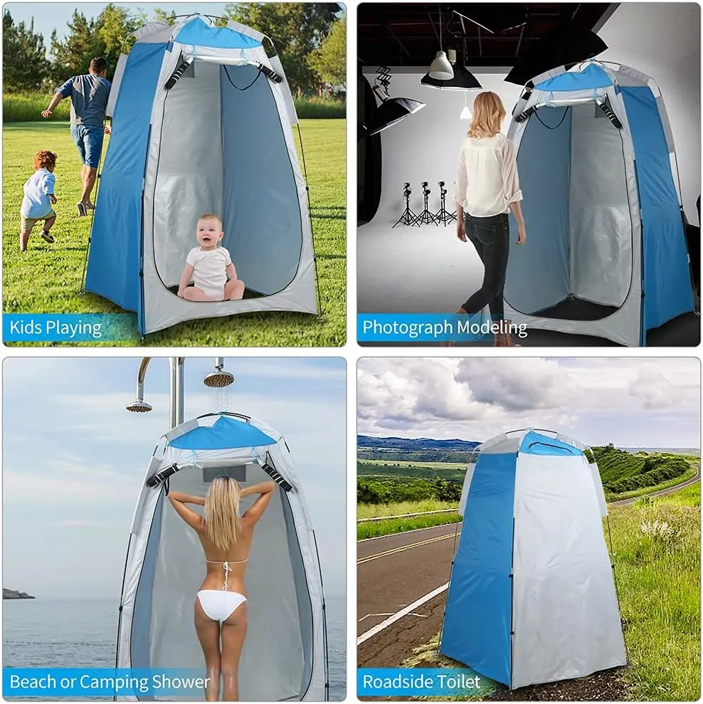 Portable Instant Pop Up Tent Foldable Camping Shower Tent with Carry Bag Dressing Room Privacy Shelter Portable Outdoor Bathroom Tent for Camping Beach Easy Set Up (Blue 120X120X190CM) (Blue