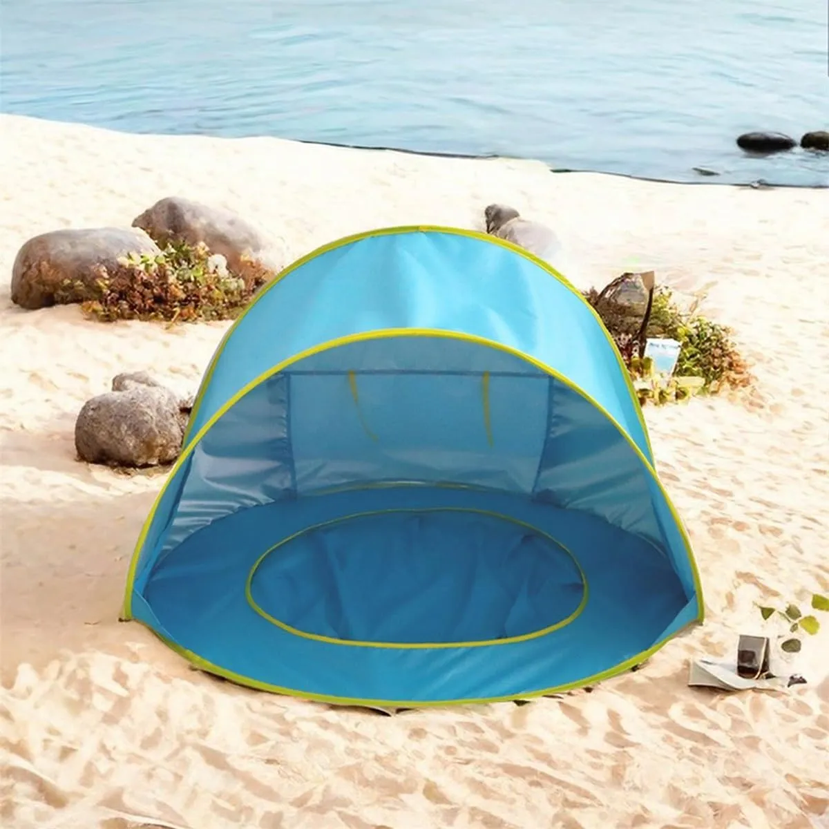 Portable UV-Resistant Baby Beach Tent, Beach Puddle Pool Toddler with Canopy, Pop up Portable Shade Pool, UV Protection Sun Shelter Infant Beachs Essentials Accessories with Toys Set(Style 4,Set3)