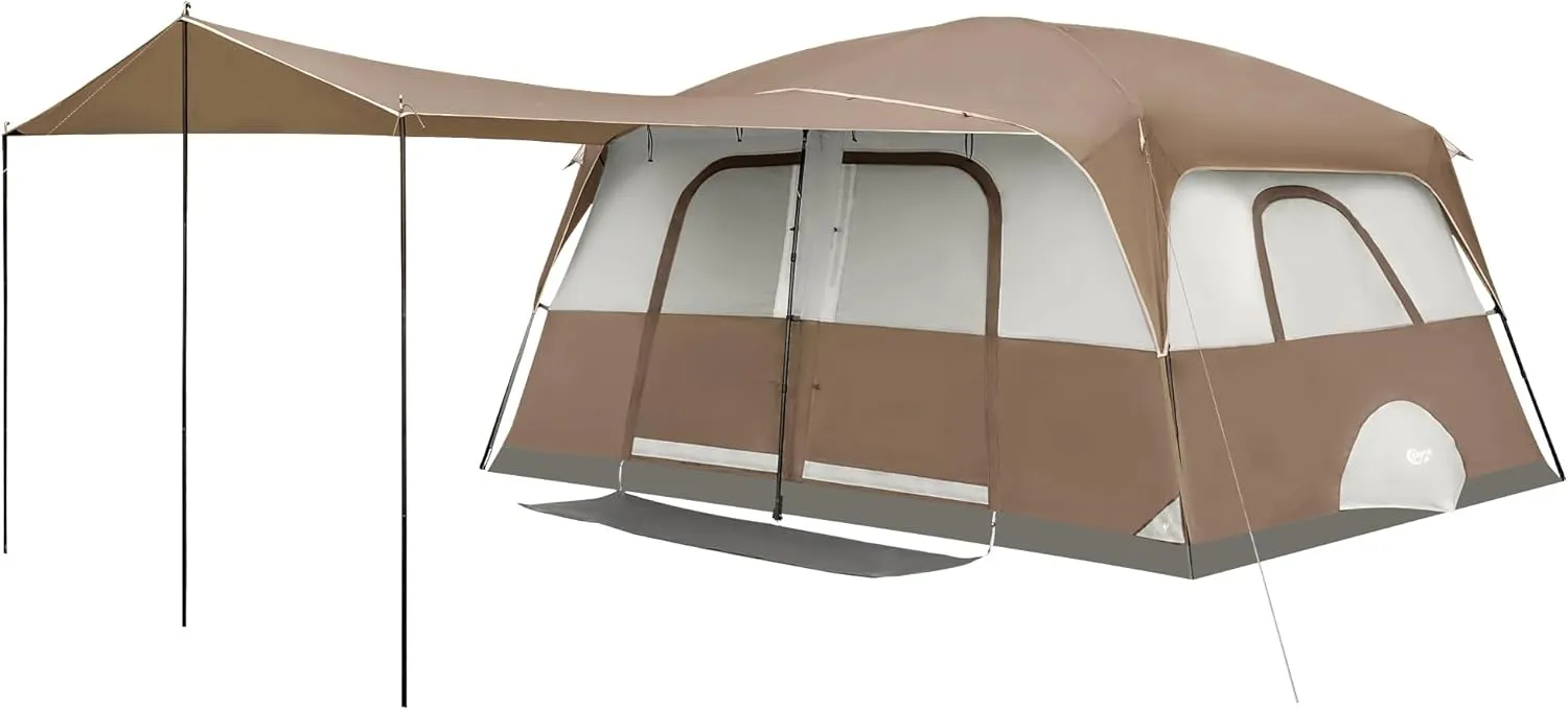 PORTAL 8 Person Family Camping Tent with Porch, Weather Resistant Camping Tents with Rainfly, Large Cabin Tents with 2 Room, Easy Set Up Tent for Outdoor Camping, Backyard