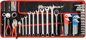 Powerbuilt 100 Piece Motorcycle Tool Kit with Roll Pouch, Roadside, Travel Wrenches, Ratchet, Sockets - 643028ECE