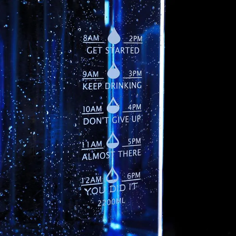 Premium 2.2L Large Capacity Sports Water Bottle – Leak-Proof, Eco-Friendly Direct Drinking Water Jug with Motivational Time Markings – Portable for Hiking, Cycling, Gym, Running, and Outdoor Activities