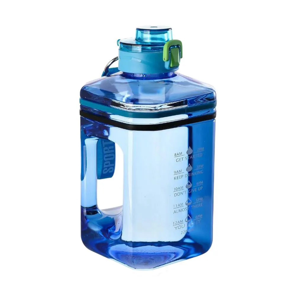 Premium 2.2L Large Capacity Sports Water Bottle – Leak-Proof, Eco-Friendly Direct Drinking Water Jug with Motivational Time Markings – Portable for Hiking, Cycling, Gym, Running, and Outdoor Activities