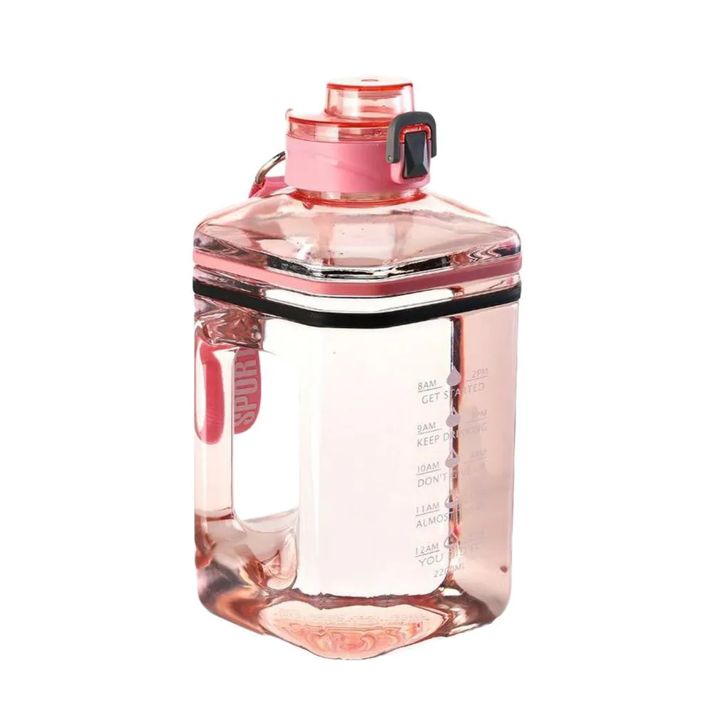 Premium 2.2L Large Capacity Sports Water Bottle – Leak-Proof, Eco-Friendly Direct Drinking Water Jug with Motivational Time Markings – Portable for Hiking, Cycling, Gym, Running, and Outdoor Activities