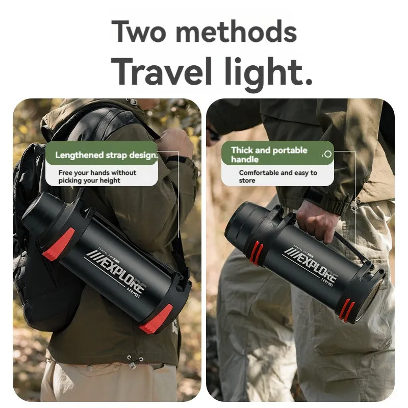 Premium Insulated Stainless Steel Water Bottle – 4L Thermal Flask, Double Vacuum Insulation, Leak-Proof, Soft Handle, Hot & Cold Beverage Container for Outdoor Use, Coffee/Tea Bottle with Carrying Strap