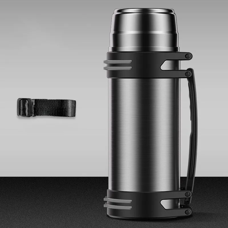 Premium Insulated Stainless Steel Water Bottle – 4L Thermal Flask, Double Vacuum Insulation, Leak-Proof, Soft Handle, Hot & Cold Beverage Container for Outdoor Use, Coffee/Tea Bottle with Carrying Strap