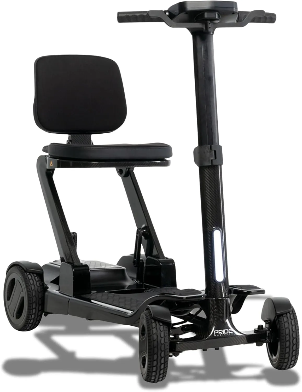 Pride Mobility Go-Go Carbon 4-Wheel Folding Travel Mobility Scooter – 300 lbs Capacity, 3.7 mph, Airline-Approved Lithium Battery – for Seniors, Adults, Elderly – Lightweight & Compact (Black)