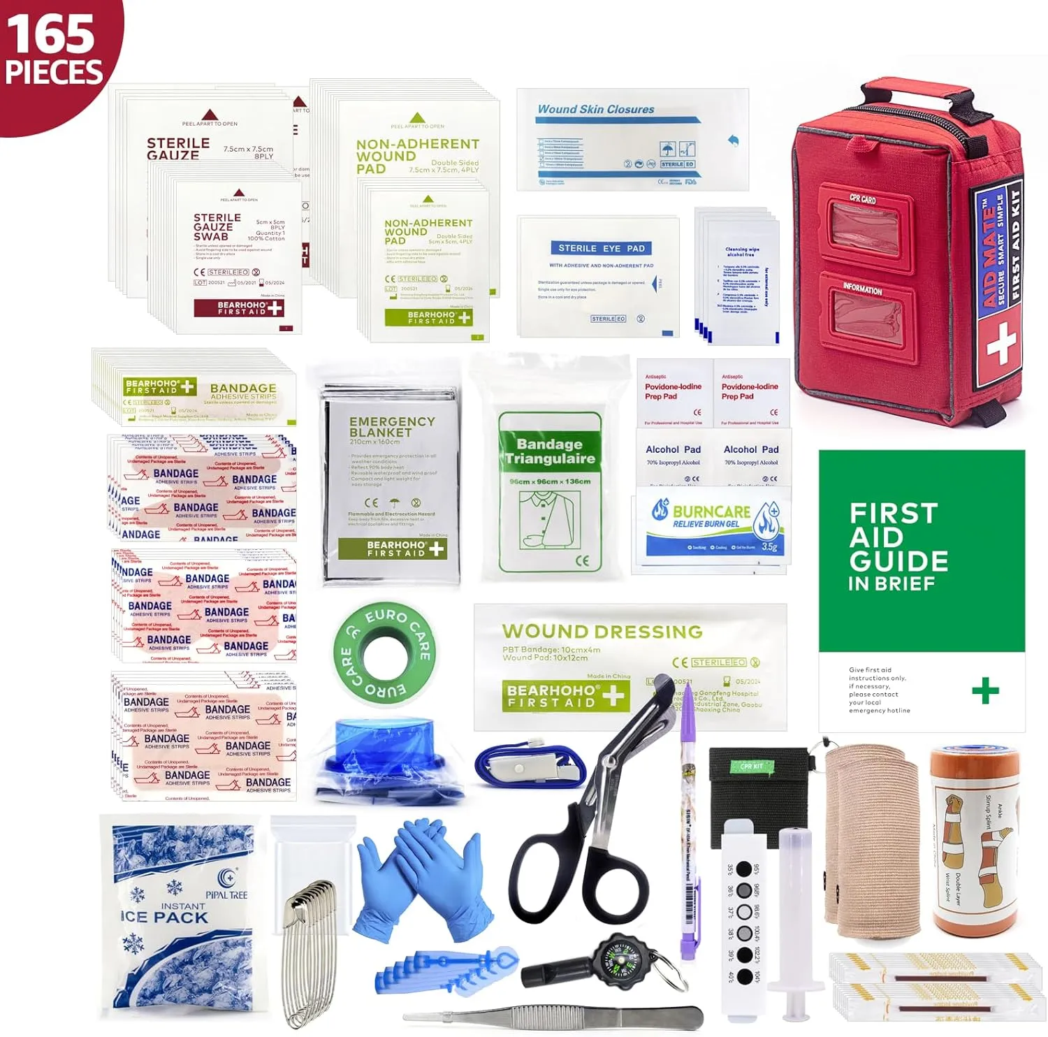 Pro First Aid Kit with Molle System Portable Emergency Survival Kits Trauma Medical Kit for Home, Office, Car, Outdoor, Hiking, Travel, Camping…