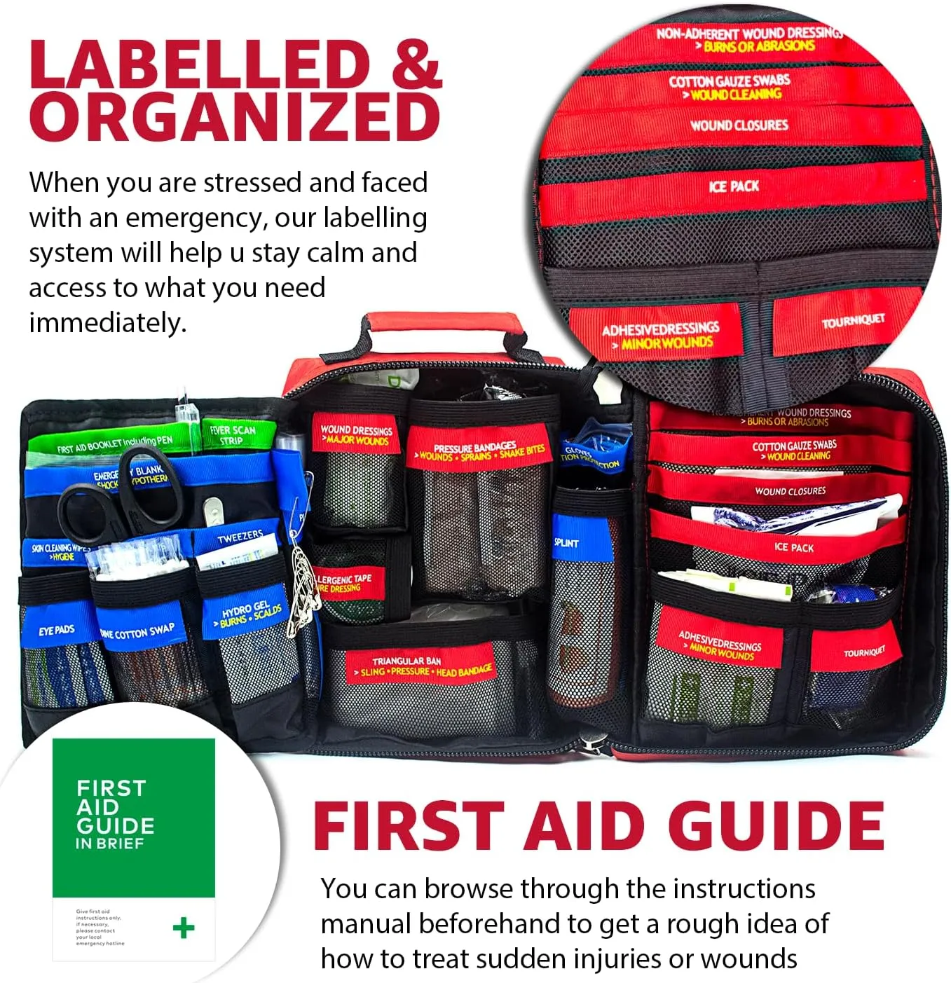Pro First Aid Kit with Molle System Portable Emergency Survival Kits Trauma Medical Kit for Home, Office, Car, Outdoor, Hiking, Travel, Camping…