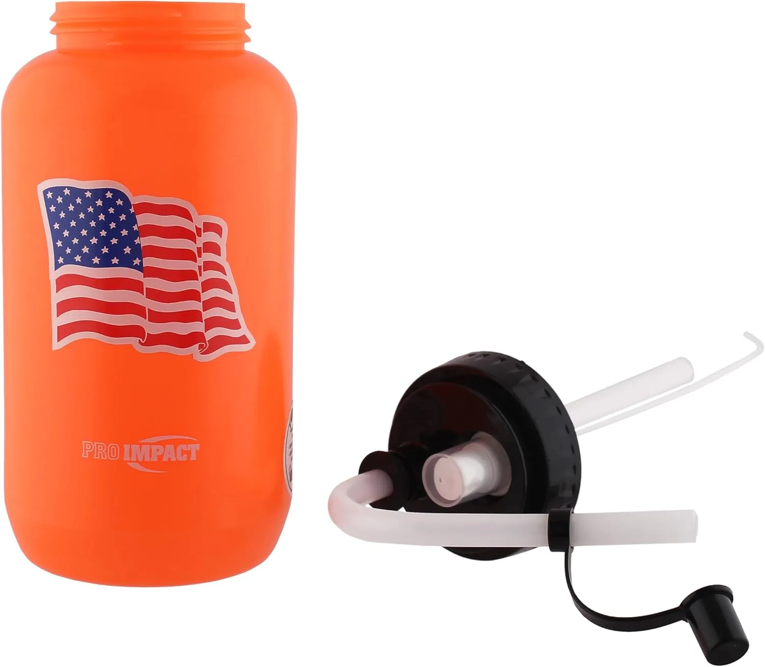 Pro Impact Squeezable Water Bottle with Bendable Long Straw and Spray cap - LDPE BPA Free Plastic - Hydration for Baseball Hockey Gym MMA Yoga Boxing Cycling Softball Football Lacrosse (35.5 Oz.)