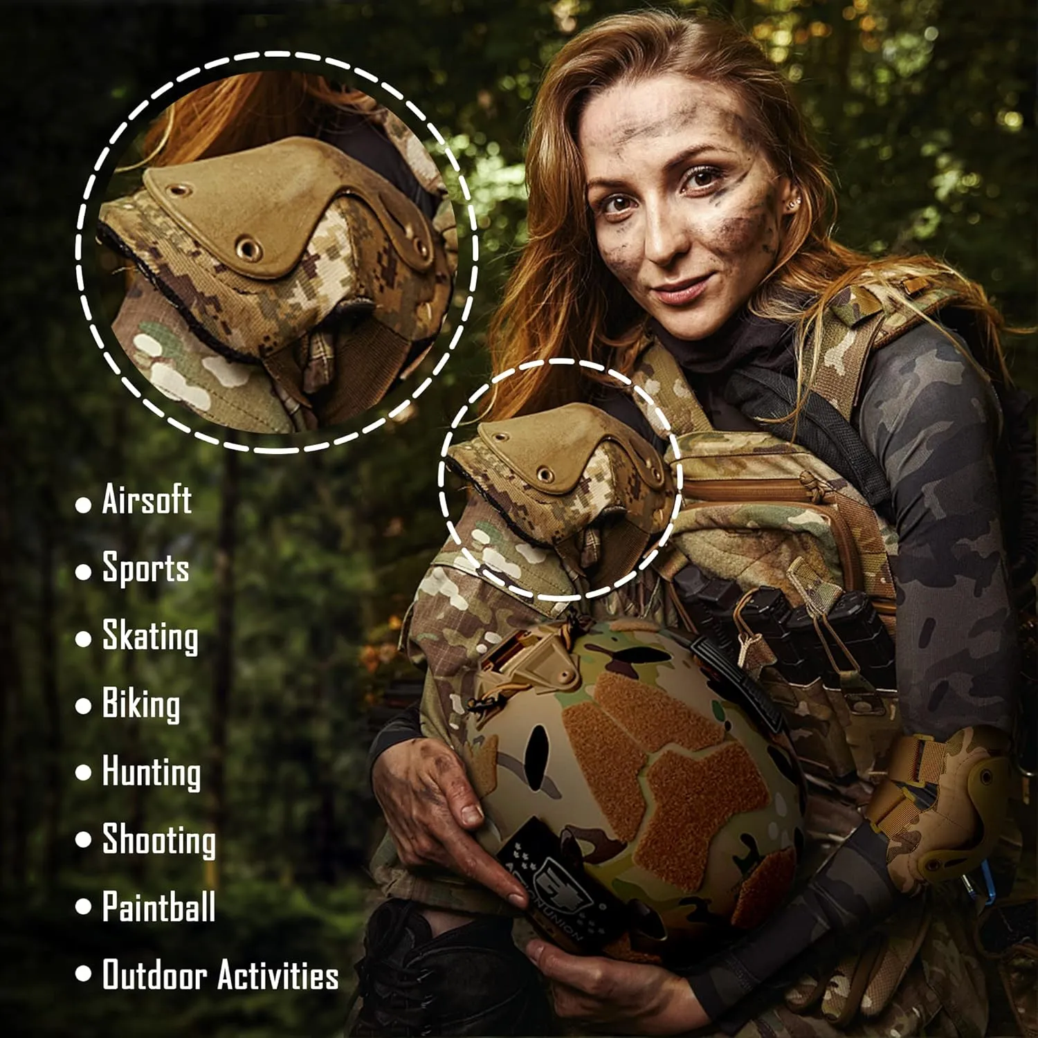 Professional Tactical Combat Knee and Elbow Protective Pads Sets Advanced Tactical Gear Set for Airsoft Paintball Hunting Army Skate Outdoor Sports (Black)