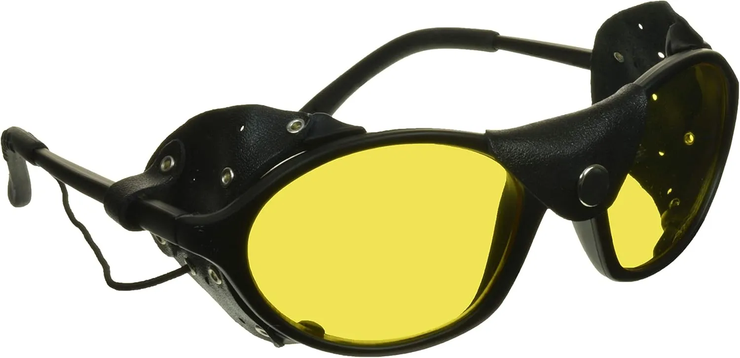 proSPORT Glacier Sunglasses Leather Side Shields for Motorcycle Mountaineering Ski, Yellow Night Vision Lenses HD Lens String