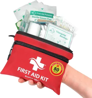 Protect Life Survival First Aid Kit for Home/Business, Camping Survival Kits | Mini Travel First Aid Kit | Camping Equipment | Small Kits for Car | Outdoor Emergency Survivals Pack - 80pcs