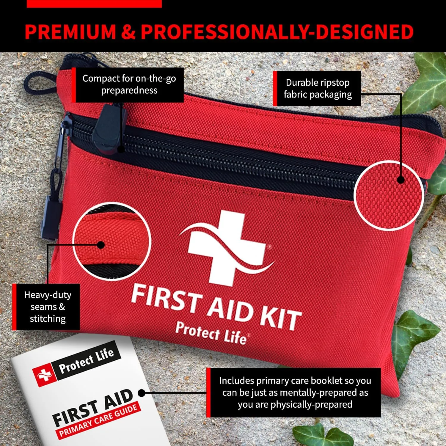 Protect Life Survival First Aid Kit for Home/Business, Camping Survival Kits | Mini Travel First Aid Kit | Camping Equipment | Small Kits for Car | Outdoor Emergency Survivals Pack - 80pcs