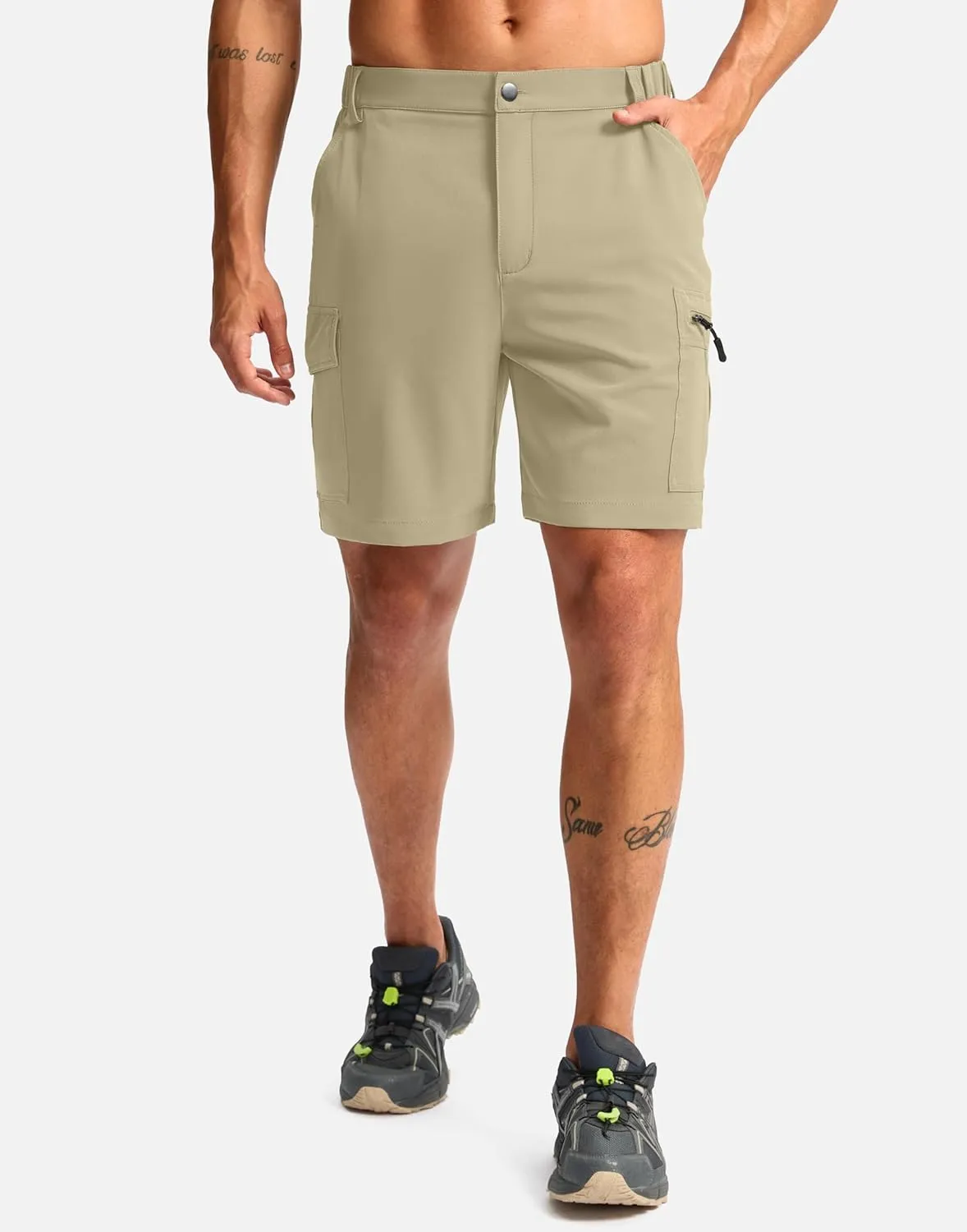 Pudolla Men's Hiking Cargo Shorts 7" Lightweight Quick Dry Casual Work Shorts for Men Summer Travel Golf with 5 Pockets