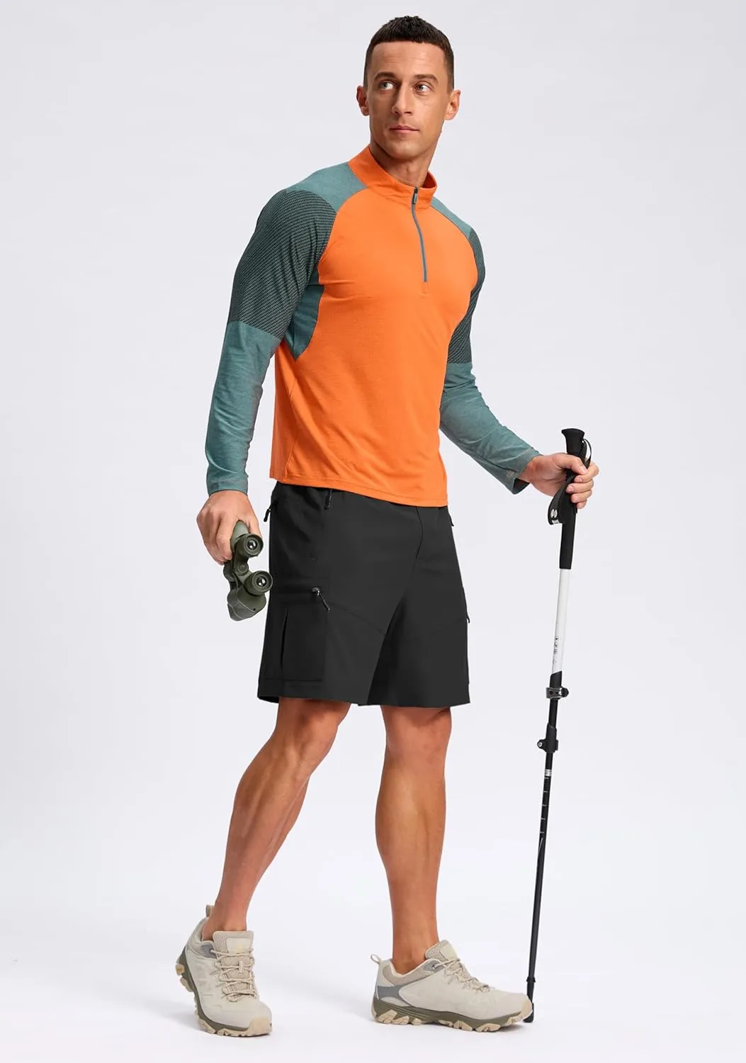 Pudolla Men's Hiking Cargo Shorts Lightweight 7" Travel Casual Shorts for Men Golf Work Outdoor with 5 Zipper Pockets