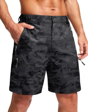 Pudolla Men's Hiking Cargo Shorts Lightweight 7" Travel Casual Shorts for Men Golf Work Outdoor with 5 Zipper Pockets