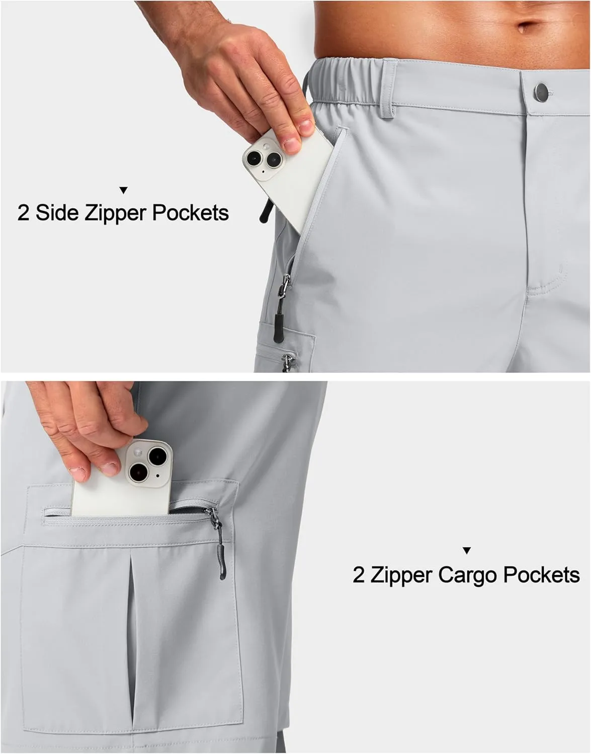 Pudolla Men's Hiking Cargo Shorts Lightweight 7" Travel Casual Shorts for Men Golf Work Outdoor with 5 Zipper Pockets