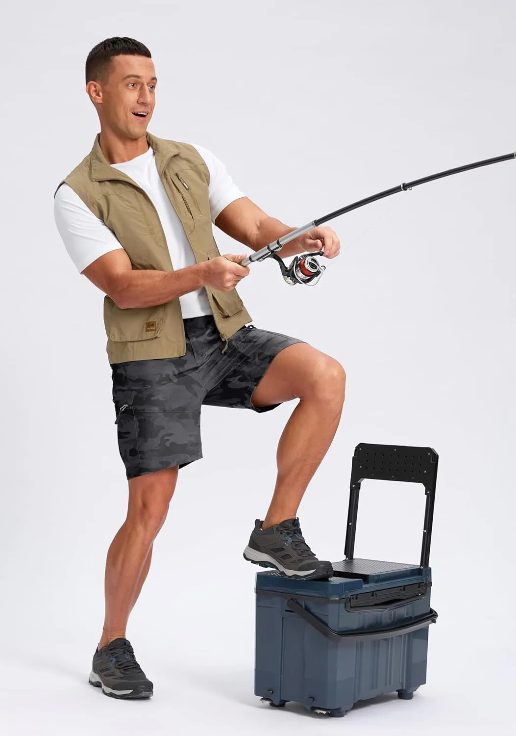 Pudolla Men's Hiking Cargo Shorts Lightweight 7" Travel Casual Shorts for Men Golf Work Outdoor with 5 Zipper Pockets