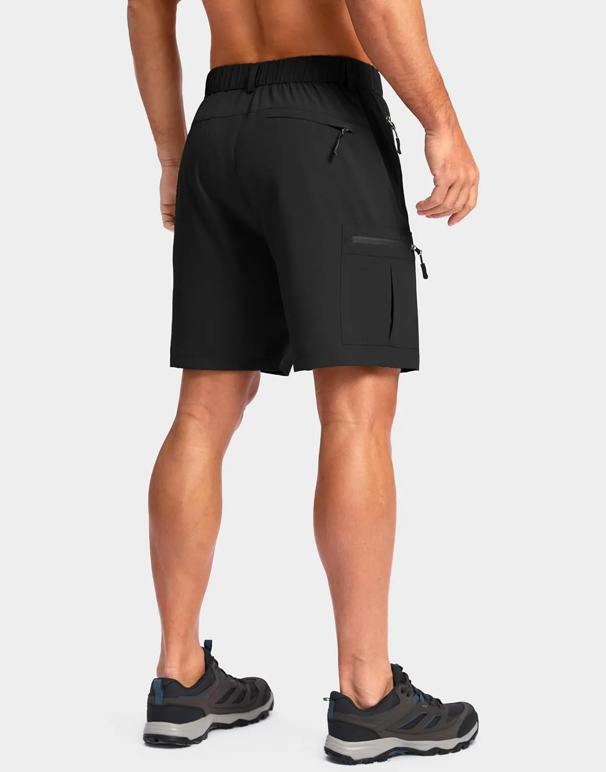 Pudolla Men's Hiking Cargo Shorts Lightweight 7" Travel Casual Shorts for Men Golf Work Outdoor with 5 Zipper Pockets