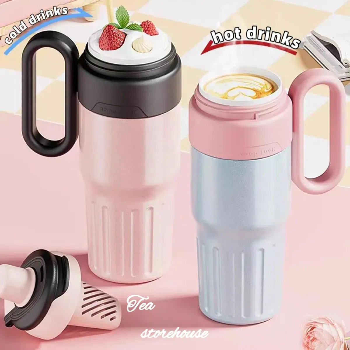 Puff Cup 26 oz Insulated Water Bottle with 2-in-1 Straw and Spout Lid, Keep Cold 24H, Leak-Proof, Fits in Car Cup Holder, Stainless Steel Water Bottle for Sports, Travel, and School