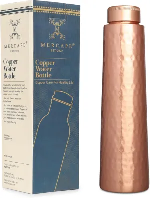 Pure Copper Water Bottle 30 Oz | Hammered Finish | Ayurveda Copper Bottle for Yoga, BPA Free, Leak Proof, Travel Flask | Hydration Health Benefits